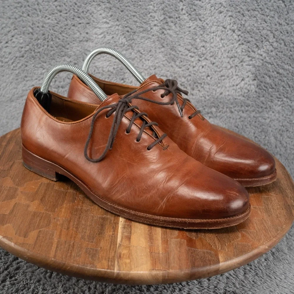 Mens 7.5 D Wide Cole Haan Gramercy Wholecut British Tan Leather Oxfords C29560